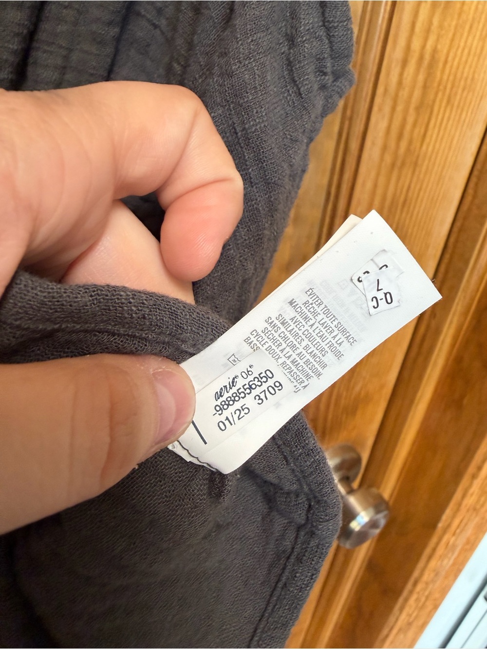 Aerie 100% Cotton Charcoal Gray Tie-Front Top- Size XXL - Picture 4 of 5